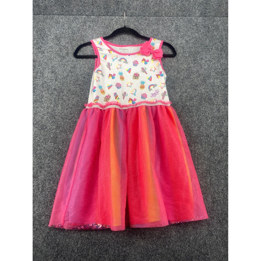 JoJo Siwa Nickelodeon Girls Tulle Tutu Dress Size L 10/12 Pink Rainbow Sequin
